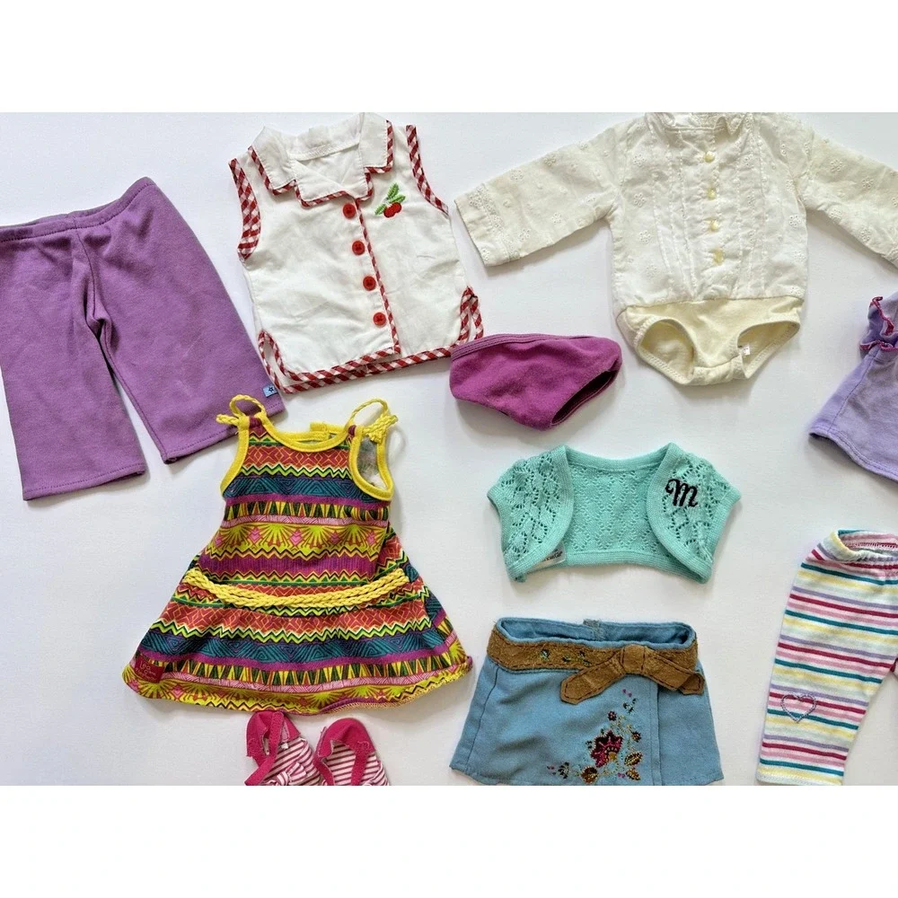 American Girl Doll Clothes 10 PC Maryellens Cherry Shirt Julies White Top Shoes